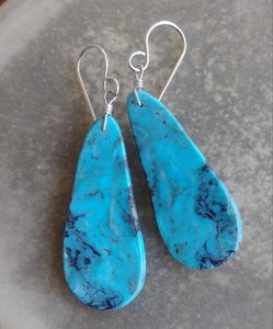 Santo Domingo Kewa Earrings Dangle Turquoise Stone 1.5"L