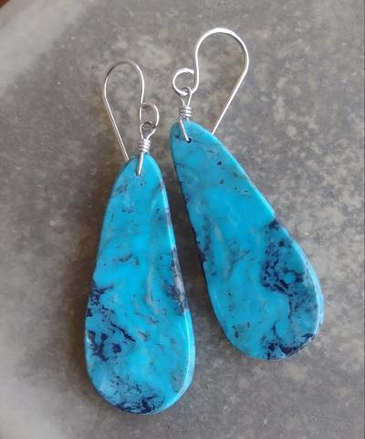 Santo Domingo Kewa Earrings Dangle Turquoise Stone 1.5