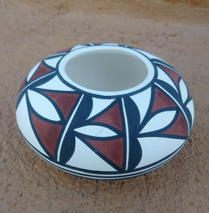 Tigua Ceramic Pottery Water Design 1.5" T x 3.5" W Signed