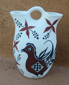 Tigua Ceramic Pottery Wedding Vase 7.25" T x 4.75" W Signed