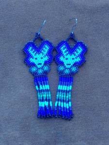 Huichol Beaded Earrings Handmade Deer