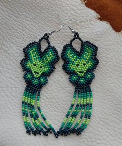 Huichol Beaded Earrings Handmade Deer