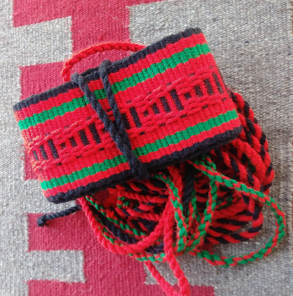 Navajo Sash Belt Handwoven Black & Red