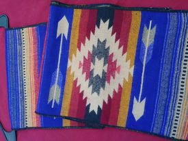 Southwestern-inspired soft Scarf measures approximately 74 inches long by 12 inches wide
