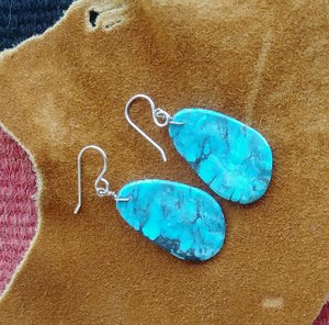 Santo Domingo Kewa Earrings Dangle Turquoise Stone 1.15"L