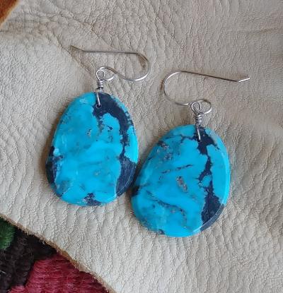 Santo Domingo Kewa Earrings Dangle Turquoise Stone 1