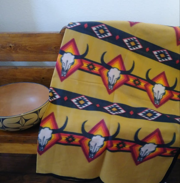 Southwestern Style Fleece Blanket Approximately 60 x 80”