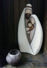 Hand-painted Ceramic Nativity approximately 8 inches tall signed