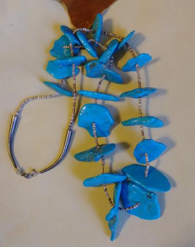 Single Strand Turquoise and Heishi Necklace 28
