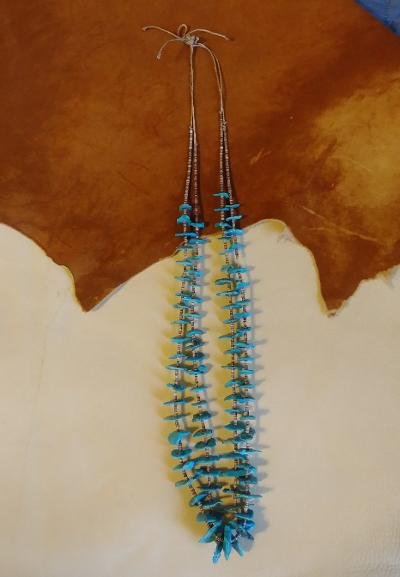 Double Strand Turquoise and Heishi Necklace 30