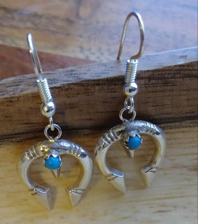 Navajo Sterling Silver & Turquoise Stone Earrings .5