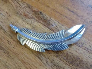 Navajo Sterling Silver Feather Pin  2"L Artist Mark A. S.