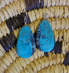 Santo Domingo Kewa Earrings Dangle Turquoise Stone 1.0"L