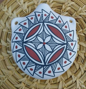 Tigua Ceramic Pottery Sun & Flower Design 4” L and 4.5” W Signed