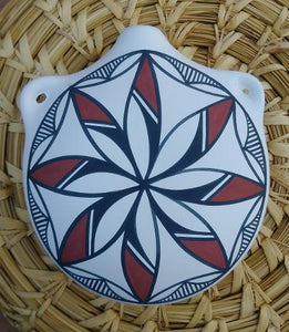 Tigua Ceramic Pottery Flower Design 4” L and 4.5” W Signed