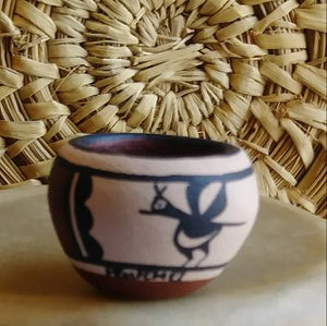 Jemez Pottery Mini Pot Clay Artists Signed 1.25" W x 1.50" H