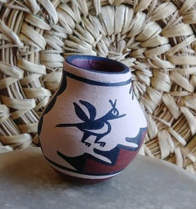Jemez Pottery Mini Pot Clay Artists Signed 1.25" W x 1.75" H