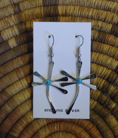 San Felipe Pueblo Dragonfly Earring Sterling Silver & Turquoise 1.5
