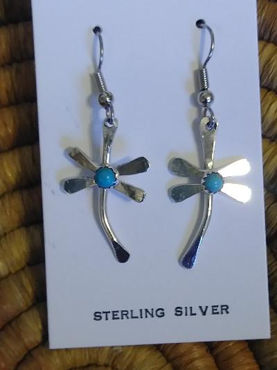 San Felipe Pueblo Dragonfly Earring Sterling Silver & Turquoise 1
