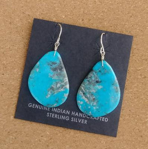Santo Domingo Kewa Earrings Dangle Turquoise Slab 1"L
