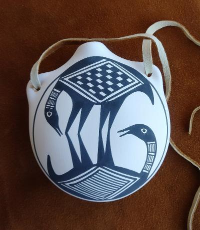 Tigua Ceramic Pottery Bird Design 4” L and 4.5” W Signed