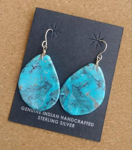 Santo Domingo Kewa Earrings Dangle Turquoise Stone 1.25"L