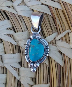 Sterling Silver & Turquoise Navajo Made  Stamped Marie B 1.25"L