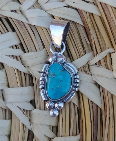 Sterling Silver & Turquoise Navajo Made  Stamped Marie B 1.25