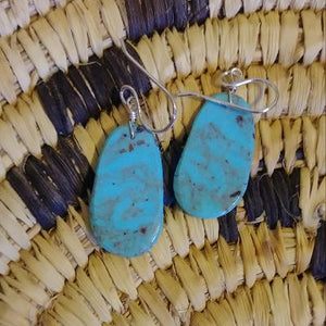 Santo Domingo Kewa Earrings Dangle Turquoise Stone 1"L