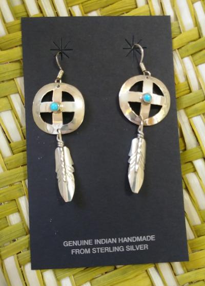 Sliver Medicine Wheel with Turquoise Measures Approx. 1.5
