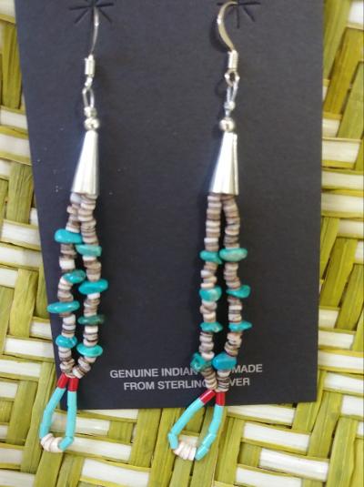Shell and Turquoise dangle earrings Measure Approx. 2