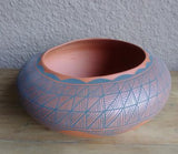 Tigua Ceramic Pottery Line & Moisture Design 3.5" T x 8" W Signed