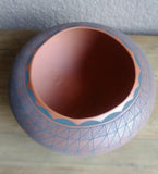 Tigua Ceramic Pottery Line & Moisture Design 3.5" T x 8" W Signed