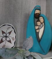 Hand-painted Ceramic Nativity approximately 8 inches tall signed